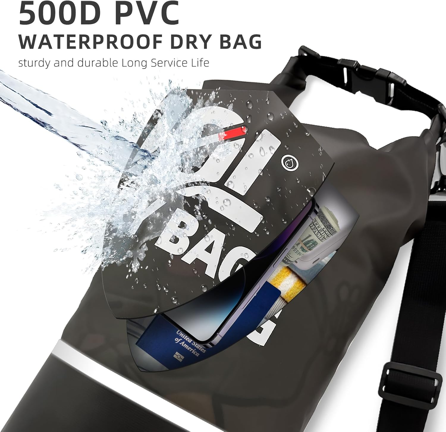 Skiennix Waterproof Dry Bag - 10L Lightweight Roll Top Backpack with Reflective Design & Phone Pouch