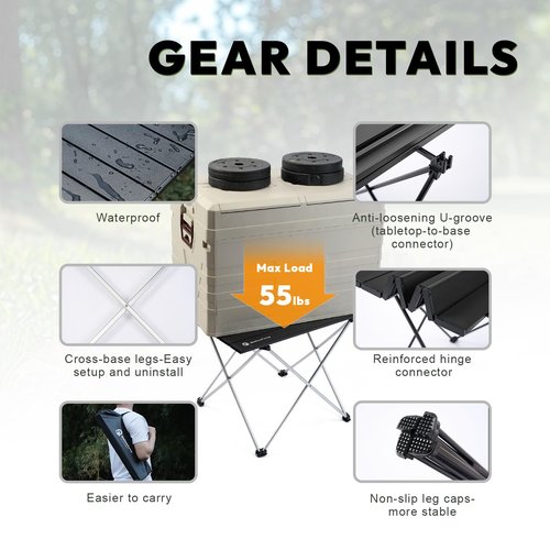 MellowCamp Camping Side Table, Ultralight Aluminum Folding Table, Small Compact Portable Ideal for Camping, Hiking, Beach, Outdoor Cooking, Picnics (Black, Small)