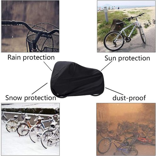 Bike Cover Waterproof | Thick Black Outdoor Bicycle Cover - 29 Inch Windproof UV Protection with Lock Hole & Storage Bag