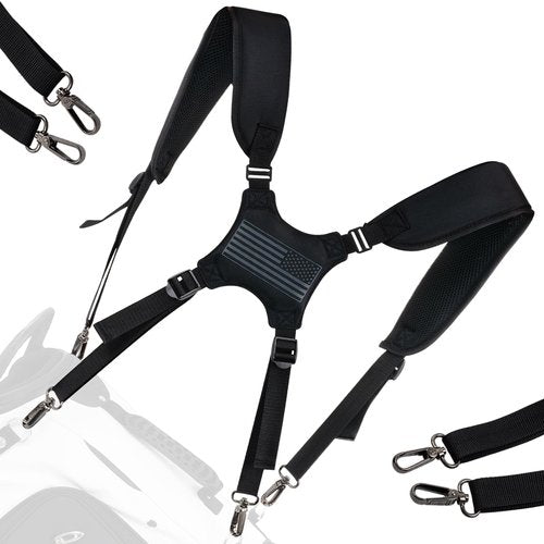 RVRAYS Golf Bag Straps Replacement Golf Adjustable Waterproof Golf Bag Backpack Straps Double Shoulder Golf Bag Carry Strap 4 Metal Swivel Hooks USA Flag