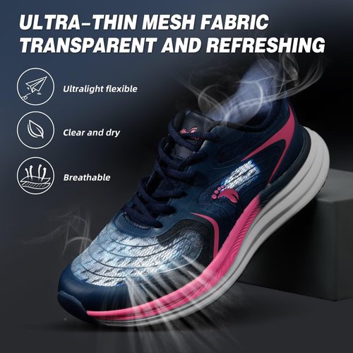 Women's Orthopedic Slip On Wide Road Running Shoes: Comfort Plantar Fasciitis Hammer Toes Arch Support Neuropathy Walking Shoes, High Arch Biking Leisure Trail Sneakers Rose Size 7.5