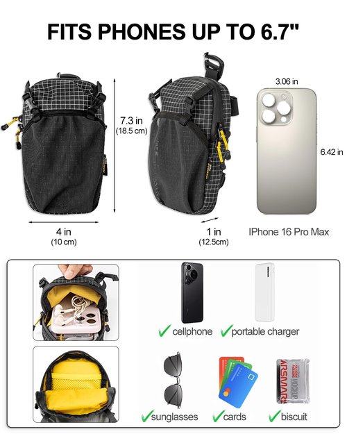Danuosie Backpack Shoulder Strap Pouch - Waterproof Strap Pack Phone Pouch, Backpack Strap Pocket Attachment Bag, Small Crossbody Bag Waist Pack for Sports Hiking Camping