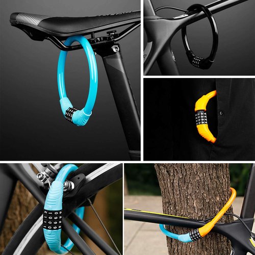 SPROUTER Bike Cable Lock Combo Cable Bicycle Lock, Portable Code Bicycle Lock with 4-Digit Combination Lightweight Bike Cable Lock, Anti-Theft Bike Lock for Kid Bike Moutain Bike,12CM Diameter, Orange