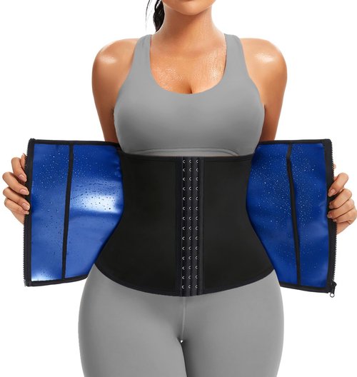 FUXERT Womens Waist Trainer with Zipper Sweat Waist Trimmer for Women Sweat Belt Band Sports Sauna Suit（PK S