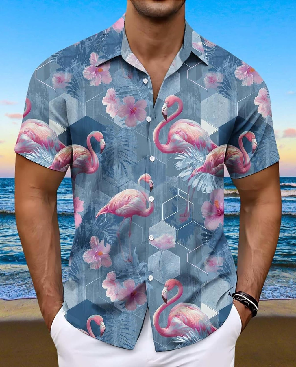 Skiennix Men's Floral Beach Shirt - Short Sleeve Hawaiian Vacation Print | Tropical Style