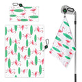 GKandi Golf Towels for Golf Bags Value 2 Pack 21"x16" and 12"x8" Set with Strong Magnetic Retractable Carabiner Microfiber Waffle Pattern Towel Lightweight Absorbent Gift for Women Ladies (Flamingo)