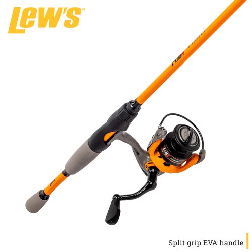 Lew’s Hypersonic Spinning Reel and Fishing Rod Combo, 6-Foot Light Power Fast Action IM6 Graphite Rod, Size 200 Reel, 5.1:1 Gear Ratio, Orange/Gray