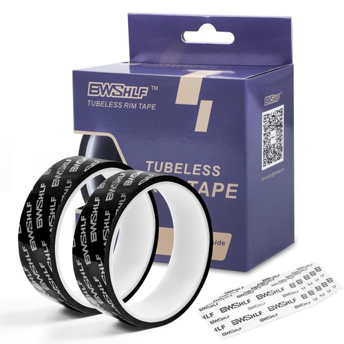 BWSHLF Tubeless Rim Tape 2 Rolls, 25mm x 10m, 19, 21, 23, 27, 29 and 31mm Options, Bike Rim Tape Strong Adhesion with 12pcs Seal Patches for Mountain and Road Bikes