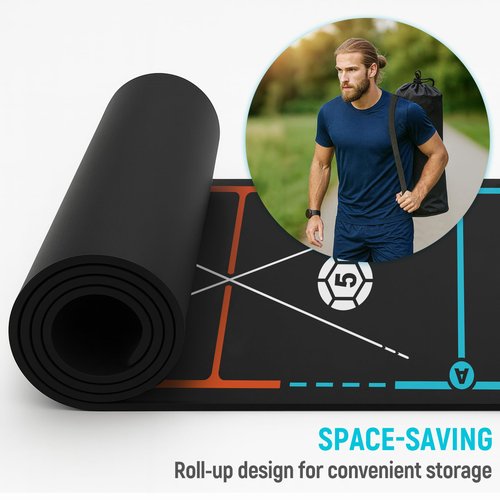 MUKESKY Soccer Training Mat with Integrated Ladder & Cones | 4-in-1 Football Footwork Agility Trainer for Team Practice | Non-Slip Speed & Ball Control Exercise Mat