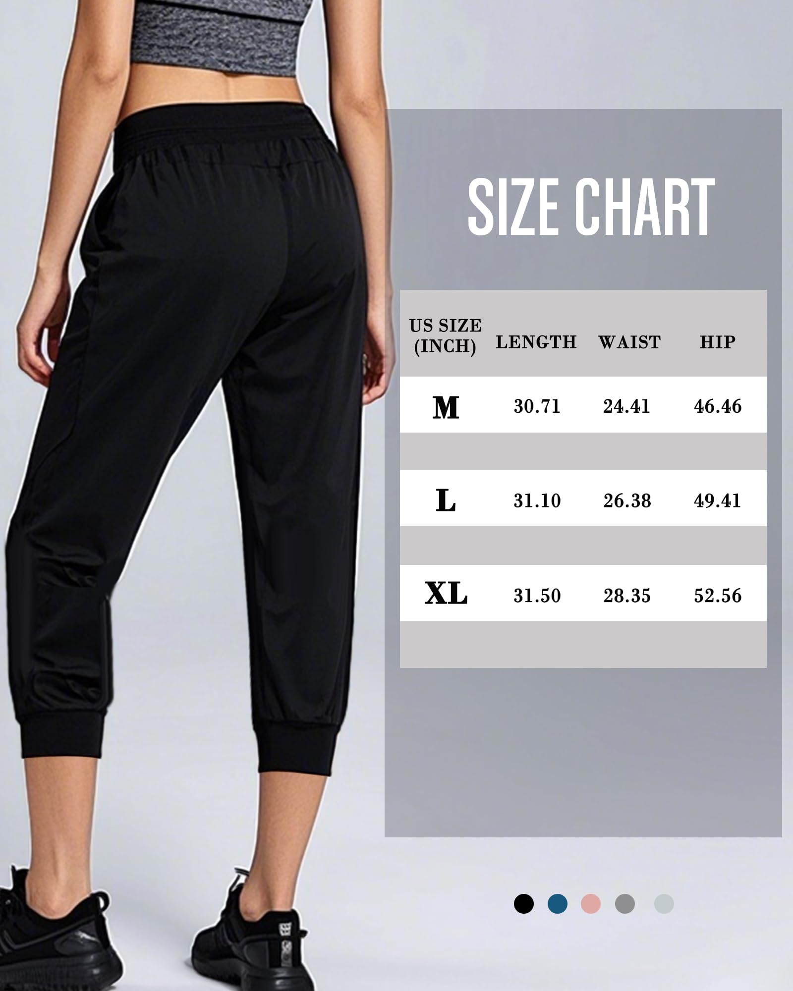 Taiyin 5 Pack Women's Ultra Soft Lounge Capri Joggers Sweatpants with Pockets for Athletic Running Yoga Workout Lounge Pants (L)