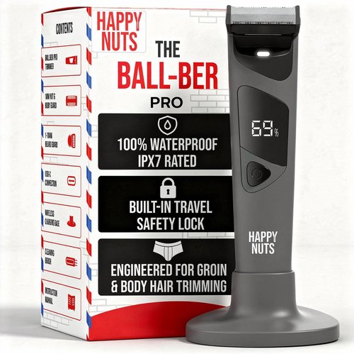HAPPY NUTS The Ballber Pro Electric Groin & Body Hair Trimmer - Waterproof Men's Grooming Kit for Sensitive Areas