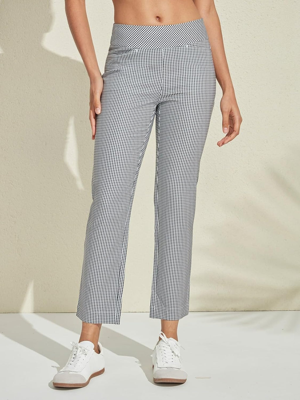 Skiennix Women's Golf Plaid Pants - Stretchy Casual Ankle Pants with Pockets | Ideal for Travel & Lounge