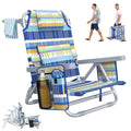 Suteck Beach Chair, Adjustable 5-Position Backpack Beach Chairs for Adults Kids, Foldable Lay Flat Chair with Cooler Bag, Cup Holder and Lumbar Pillow, Reclining Lay Down Chairs for Lawn Outdoor