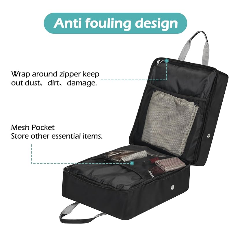 Black Travel Shoe Bags – 13.58 x 9.45 x 16.73in, 2-Compartment, Nylon, ZHIERNA