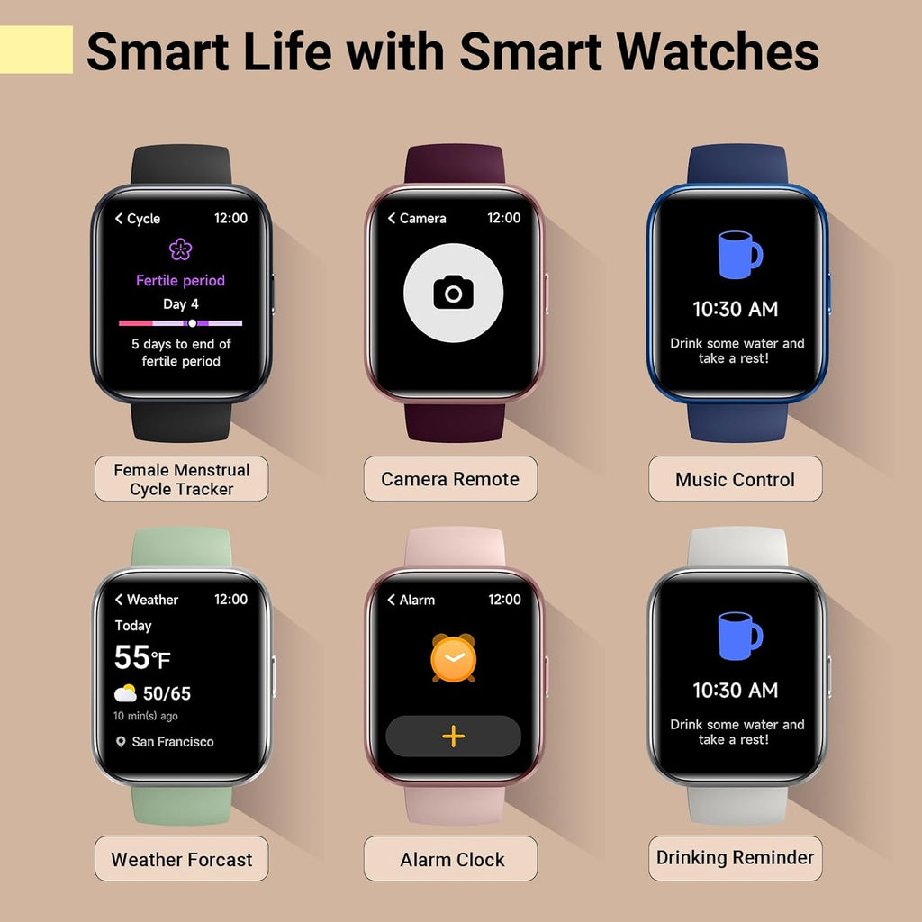 Skiennix Smartwatch for Women - 1.8'' Fitness Tracker with Alexa, Heart Rate Monitor & 120 Sports Modes