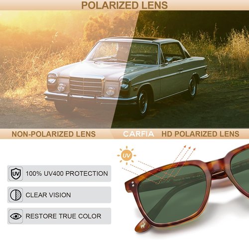CARFIA Retro Polarized Sunglasses for Men - UV400 Protection & Anti-Glare | Stylish Outdoor Eyewear