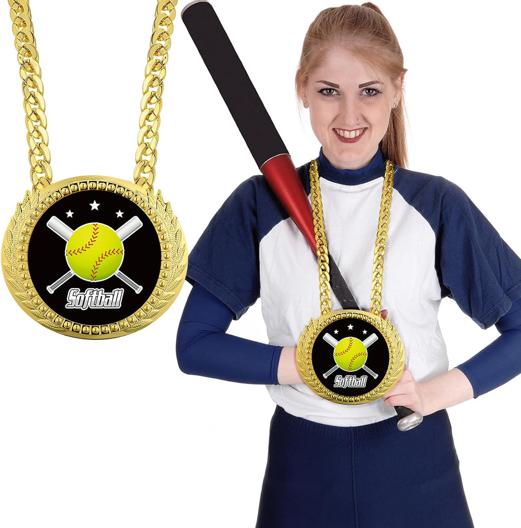 Tondiamo Sports MVP Turnover Chain Medal - 6" Gold Champion Award Necklace for Baseball & Basketball
