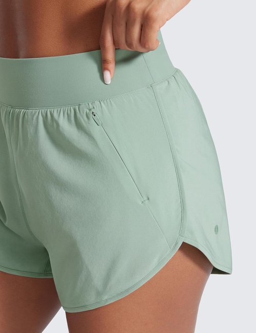 CRZ YOGA Athletic Shorts for Women - High Rise Quick-Dry Dolphin Design | Perfect for Running & Gym