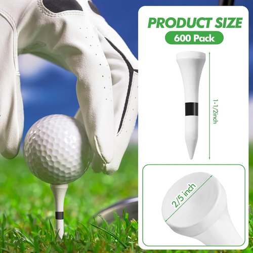 Mudder 600 Pack Golf Tees - Durable Multicolor Wooden Tees for Men | Perfect Golf Accessories