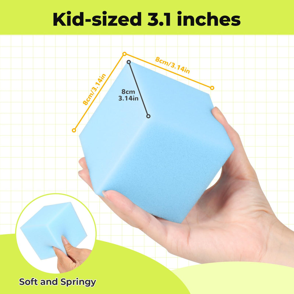 TRENDBOX Foam Cube, 100 PCS of 3.15 x 3.15 x 3.15 Inch Soft Blocks, Gymnastics, Rock Climbing, Trampoline and Other Sports Cushion Pads, Indoor Park Foam Pit Filler - Light Blue ...