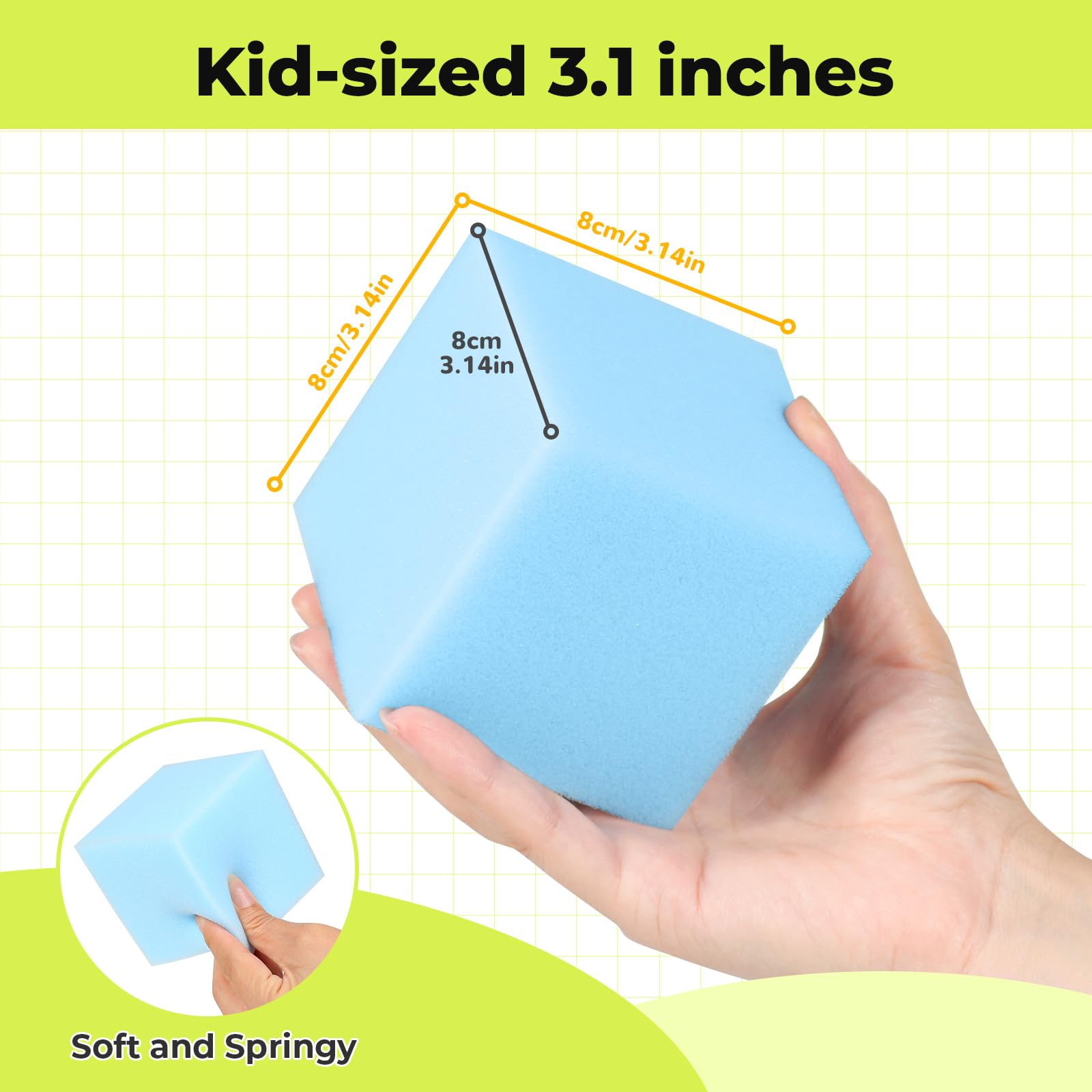 TRENDBOX Foam Cube, 100 PCS of 3.15 x 3.15 x 3.15 Inch Soft Blocks, Gymnastics, Rock Climbing, Trampoline and Other Sports Cushion Pads, Indoor Park Foam Pit Filler - Light Blue ...