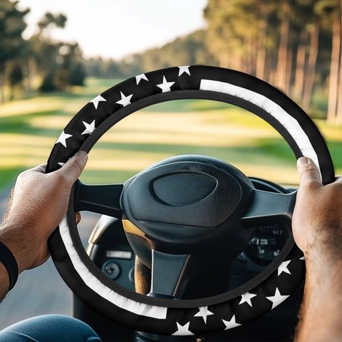 Oramclsy Black American Flag Golf Cart Steering Wheel Covers Anti Slip Small Steering Wheel Cover Universal Stretchable Golf Cart Accessories 13 Inch 14 Inch