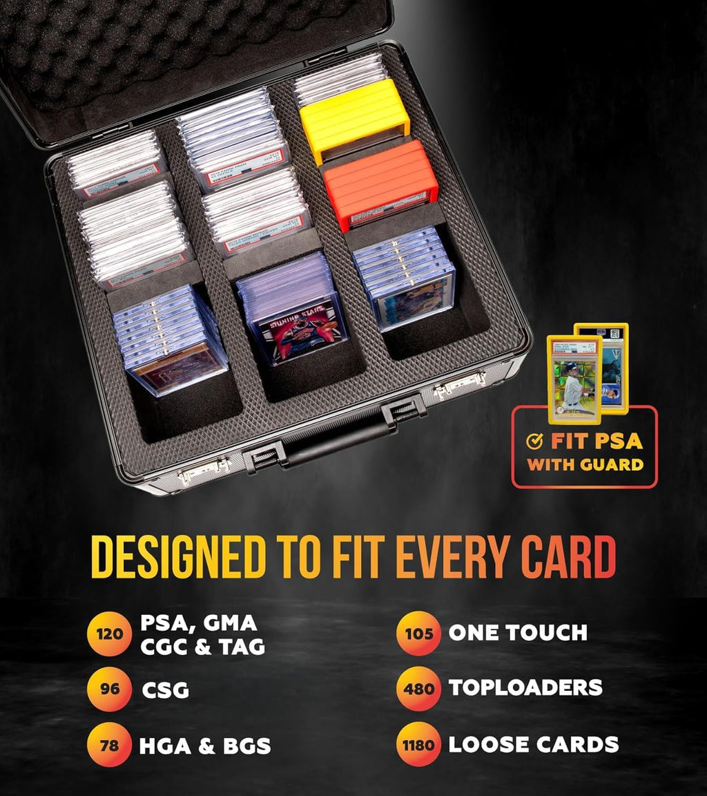 SLAB ARMOR Graded Card Storage Box - 3 Row Case for 120+ PSA Slabs | Black with TSA Approved Lock