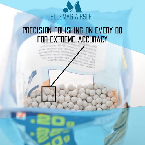 BlueMag Airsoft Competition Grade (Non-Bio) 6mm Airsoft BBS .25g 5000ct - Seamless Finish - Polished to Perfection - for All 6mm Airsoft Guns - Indoor Use Only