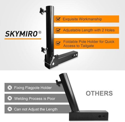 KAIRAY Foldable Hitch Mount Flagpole Holder - Universal Fit for 2-Inch Hitch Receivers | Ideal for Trucks, SUVs, RVs