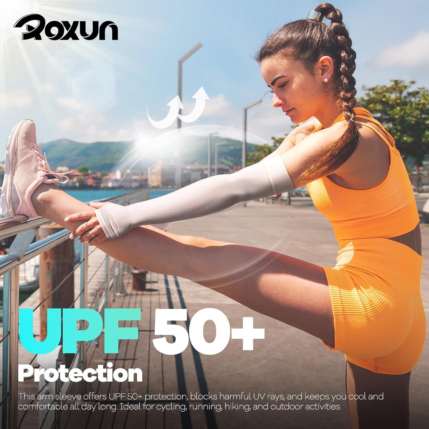 ROXUN Arm Sleeves - Cooling UV Sun Protection with Thumb Hole - Compression Tattoo Cover Up for Men/Women