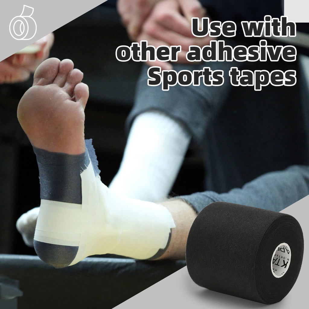 OK TAPE Pre Wrap Tape (4-Rolls, 120 Yards) - Athletic Foam Underwrap for Sports, Protect for Ankles Wrists Hands and Knees, 2.75 Inches - Black