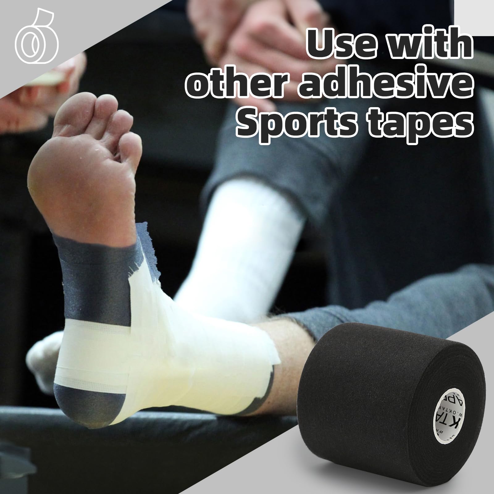 OK TAPE Pre Wrap Tape (4-Rolls, 120 Yards) - Athletic Foam Underwrap for Sports, Protect for Ankles Wrists Hands and Knees, 2.75 Inches - Black