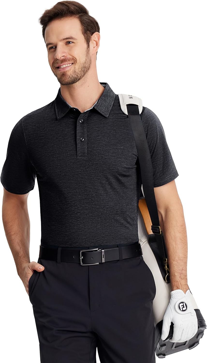 TACVASEN Men's Quick-Dry Golf Polo Shirt - Moisture-Wicking & Breathable Casual Wear