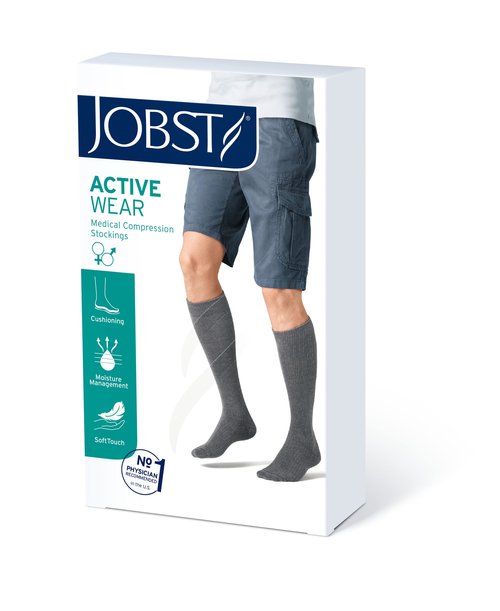 JOBST Activewear 20-30 mmHg Knee High Compression Socks, Large, Cool White