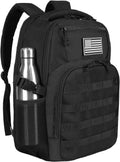 Skiennix 30L Military Tactical Backpack - Compact Molle Assault Bag for Hiking & Camping - Black with Water Pouches