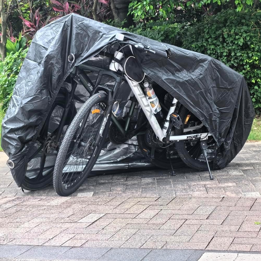 Skiennix 2XL Large Bike Covers - Waterproof Outdoor Protection for 2 or 3 Bicycles with Lock Hole