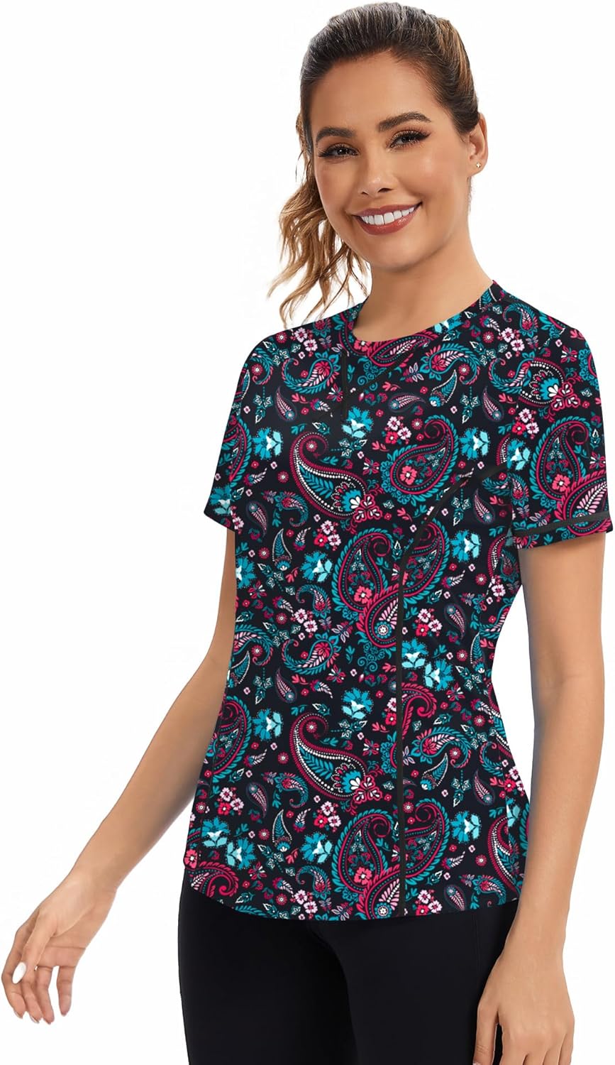 AVOOGUE Women's Quick-Dry Athletic Tops - UPF50+ Sun Protection for Gym, Hiking, Yoga | Short Sleeve