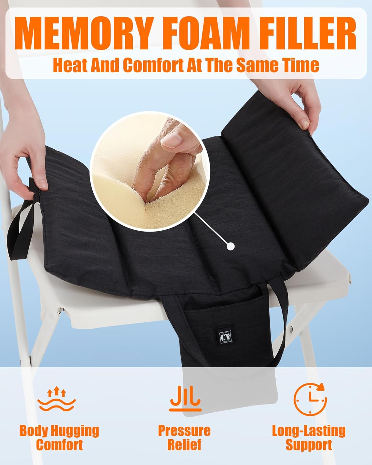 Skiennix 10000mAh Heated Seat Cushion - Portable USB Rechargeable for Office & Stadium Use