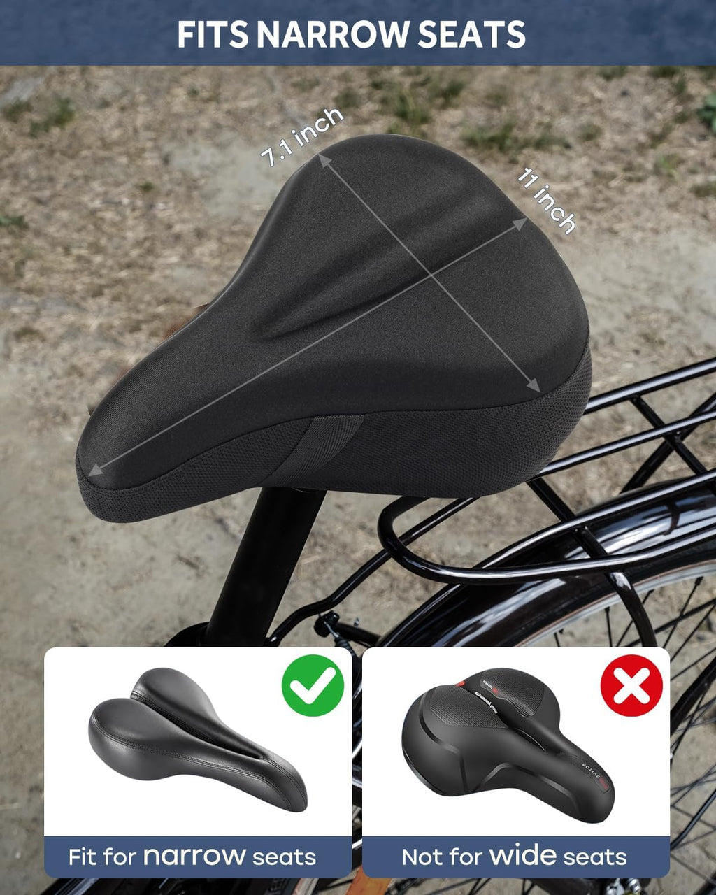 Skiennix Bike Seat Cushion - Comfortable Gel Saddle Cover for Indoor & Outdoor Cycling | Universal Fit
