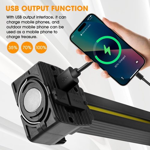 Gym Lamp for Posing, 180 Degree Folding Magnetic Work Light, 7th Gear Dimming, Portable Magnetic LED Flashlight with Hanging Hook, Handheld USB Rechargeable Power Bank Camping Light