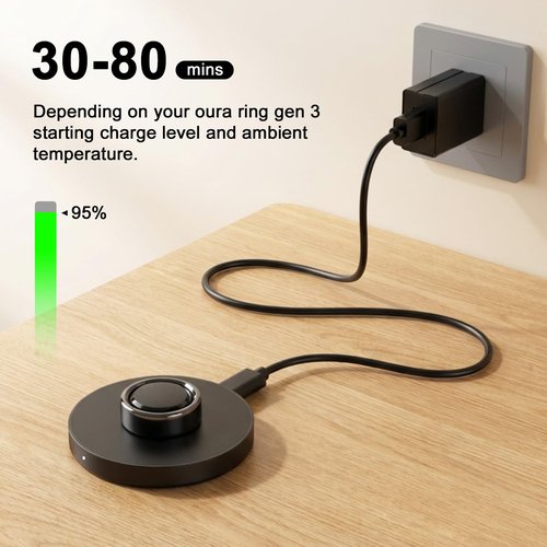 Underhub Compatible with Oura Ring Gen (Size 9) Charger Fast Charging Dock with Infrared Sensing, Auto Stop Protection, Indicator, Non-Slip Base, Charger for Smart Ring Includes 59 Inch USB-C Cable
