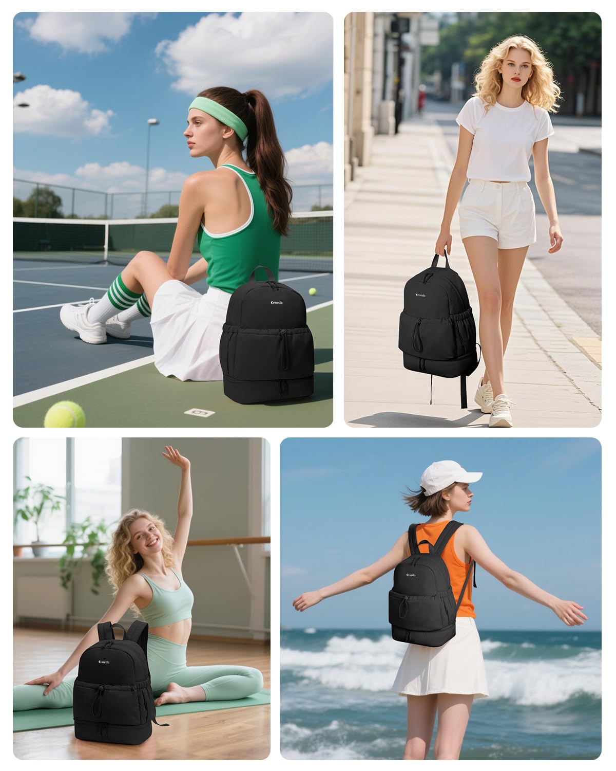 Ceneda Gym Backpack for Women, Cute Gym Bag with Shoe Compartment, Wet Pocket & Tumbler Strap, Puffer Dance Cheer Backpack