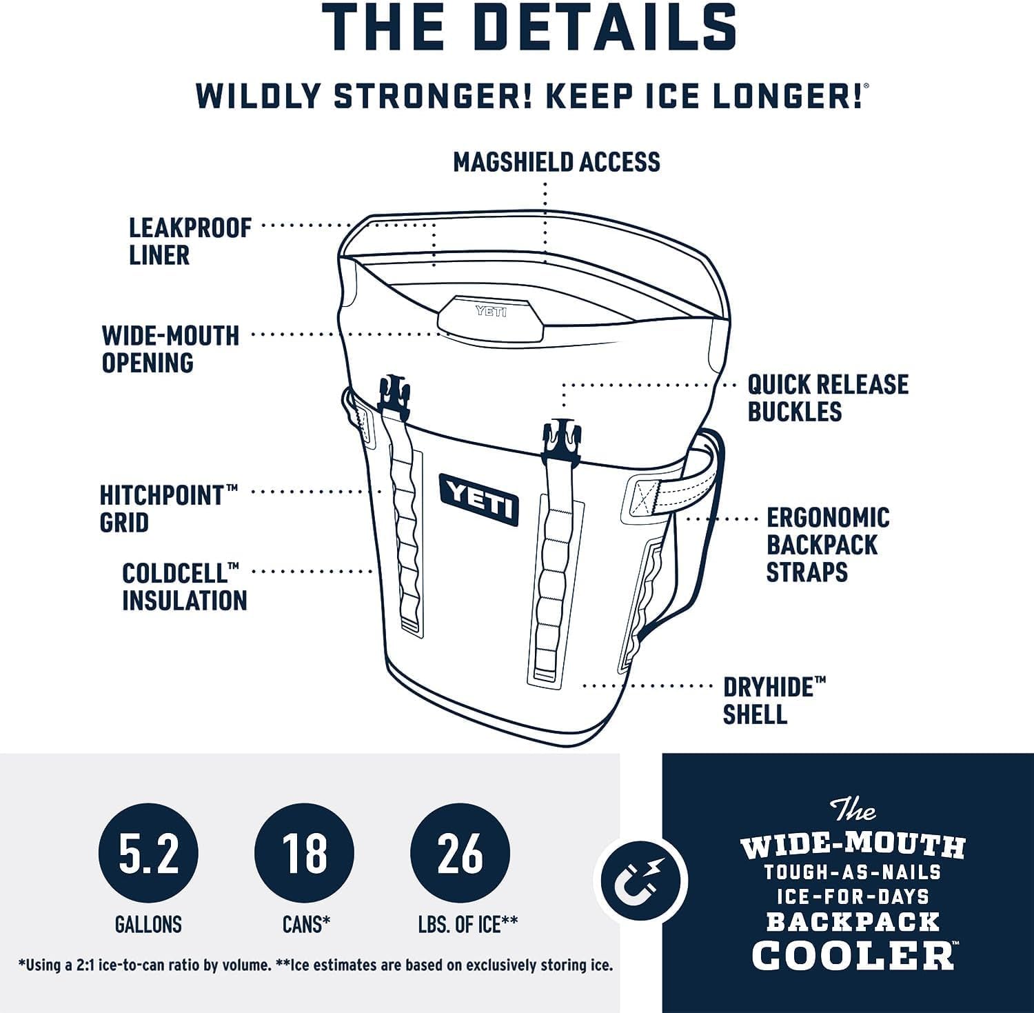 YETI Hopper M Series Backpack Cooler - Soft-Sided Design with MagShield Access