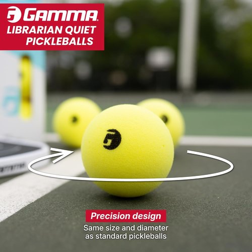 Gamma Librarian Foam Pickleball Balls - Low-Noise Practice Balls with True Bounce | Yellow Foam, Available in 48 Box, 3 Pack, or 6 Pack