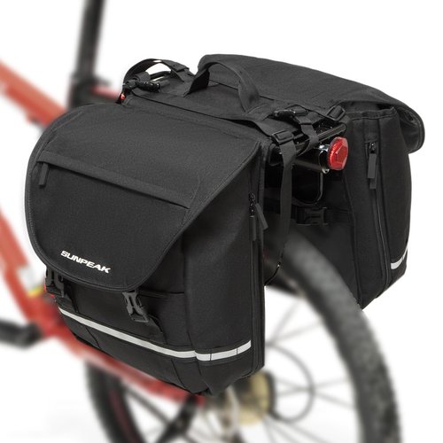 Sunpeak Bike Bag Accessories Panniers for Bicycle Rear Rack Bag 36L Waterproof Mountain Electric Bike Saddle Bag for Cycling Traveling Commuting Black