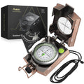Anbte Compass Hiking Survival, IP65 Waterproof Metal Compass with Sighting Clinometer and Carry Bag, Multifunctional, Professional, for Camping Hunting Hiking Navigation, Bronze
