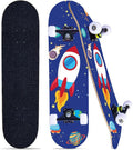 Skateboards for Beginners Kids Boys Girls and Adults 31"x8" Pro Complete Skateboard 8 Layers Maple Wood, Double Kick Concave, Fascinating Cool, Solid&Durable (Rocket)