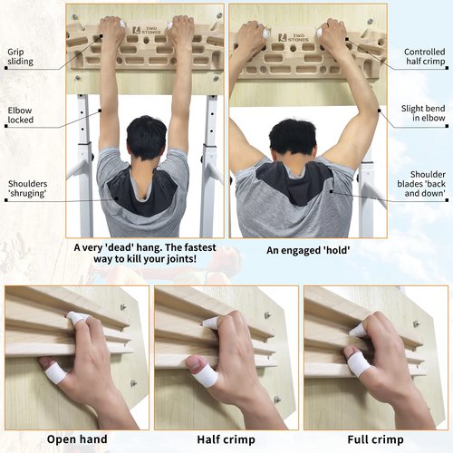 Wooden Hangboard Rock Climbing Pull Up Bar Designed Training For Climbing, Wooden Fingerboard Climbing Training Board for Building Core Strength and Endurance (CJ-HB2006)