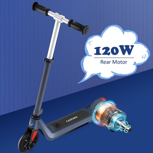 Caroma Electric Scooter for Kids Ages 6-12, 120W Motor,10 MPH Max Speed & 7 Miles,Adjustable Height & Speed,Colorful Lights,LED Display,Foldable Kids Electric Scooter 132 Lbs Max Load，Blue