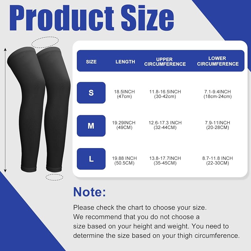 3 Pairs Kids Compression Leg Sleeves with Non Slip Grip - Full Length UV Protection (Variation: Large)